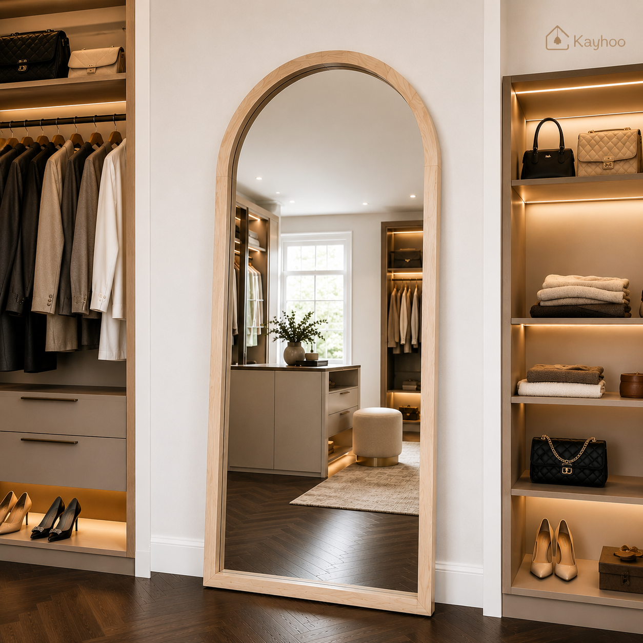 Luxury Arched Oak Floor Mirror