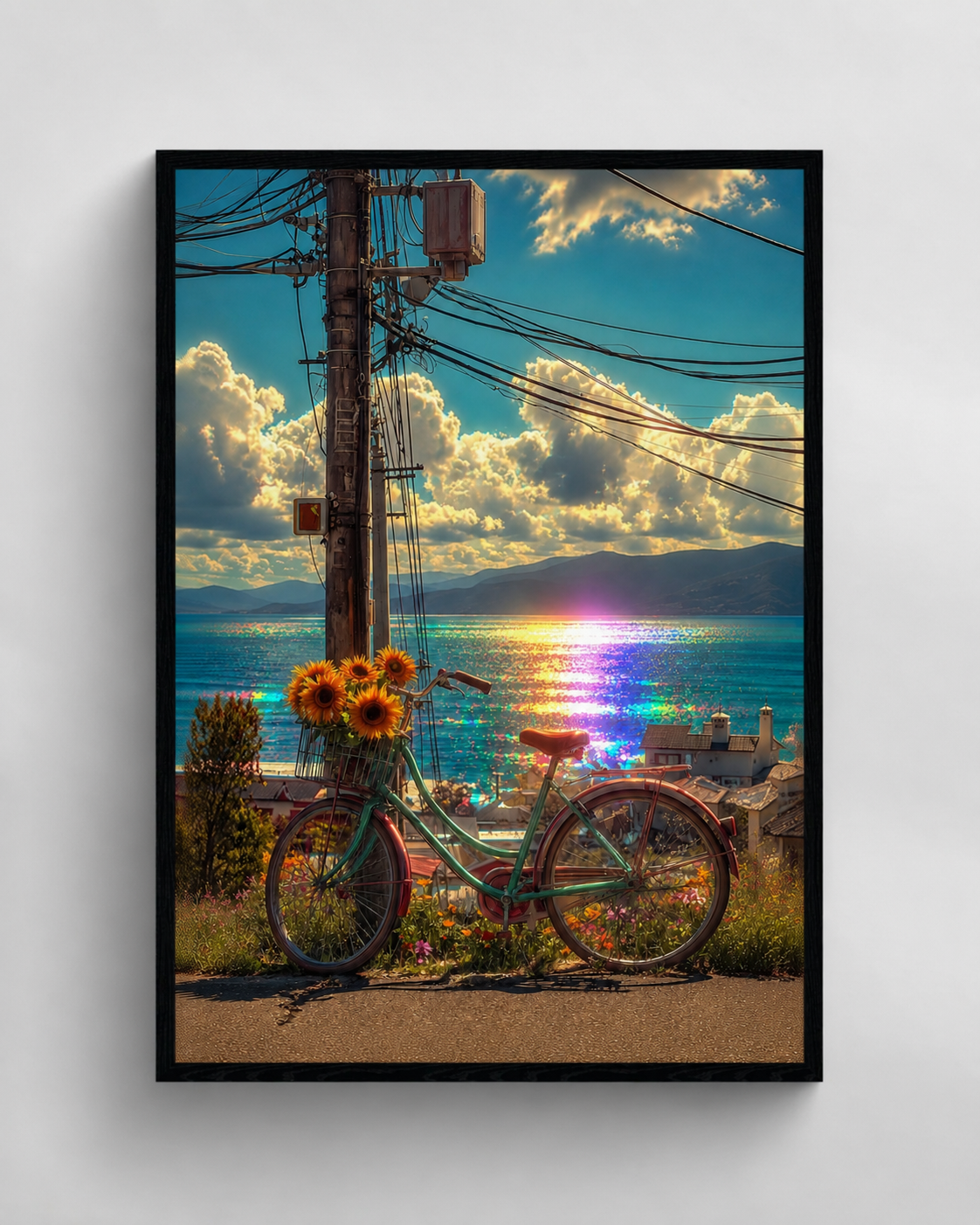 Sunflower Bicycle by the Sea