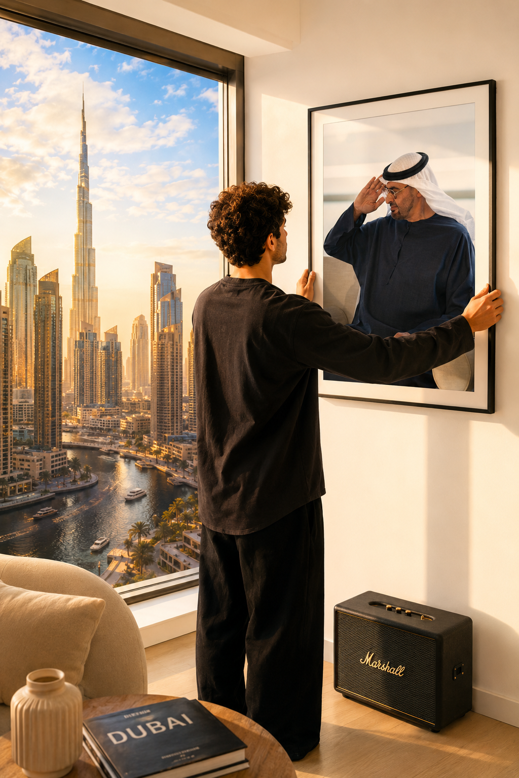 Luxury SheikhMohamedBinZayed Portrait Wall Art – Framed Arabic Canvas
