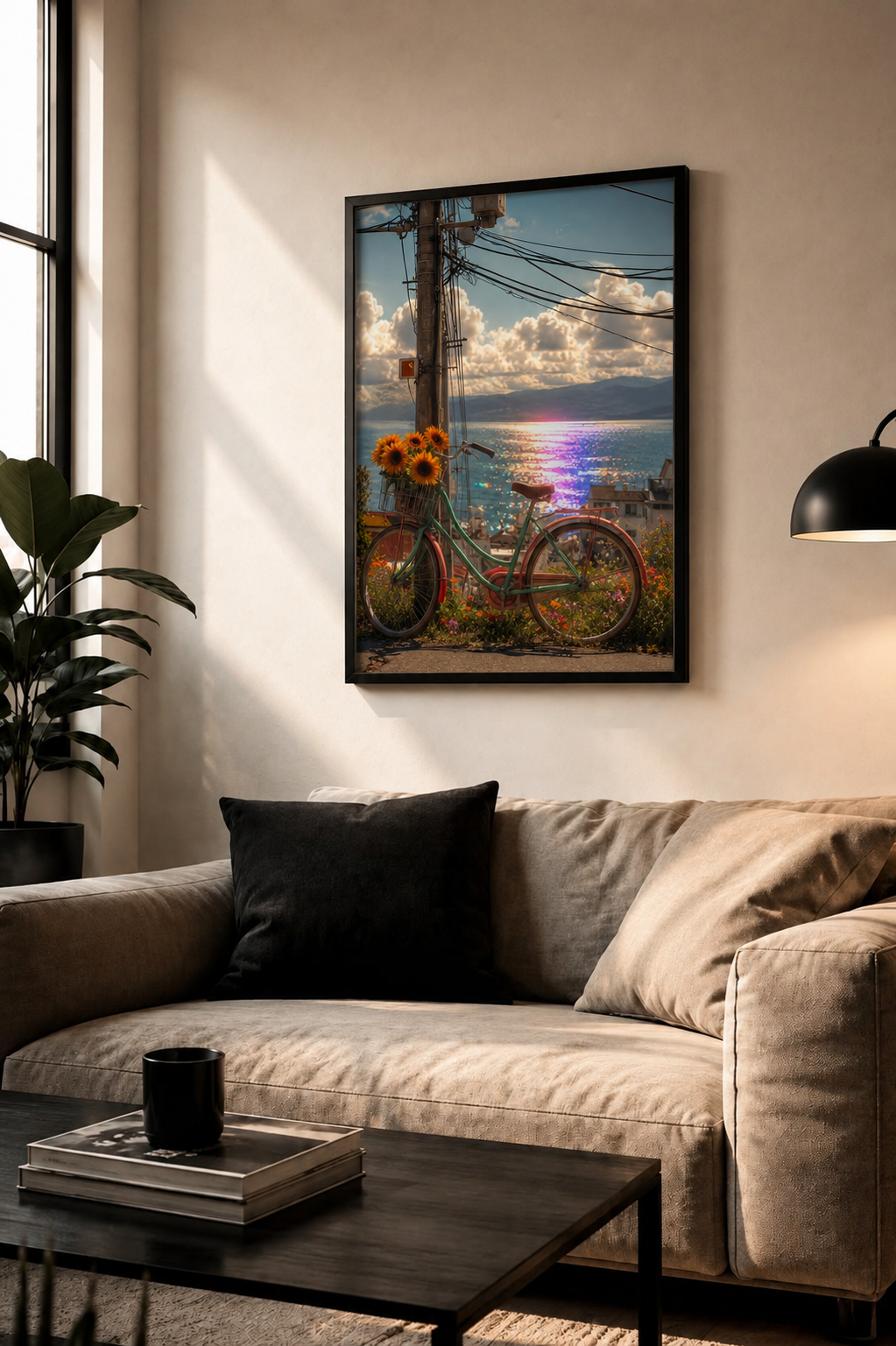 Sunflower Bicycle by the Sea