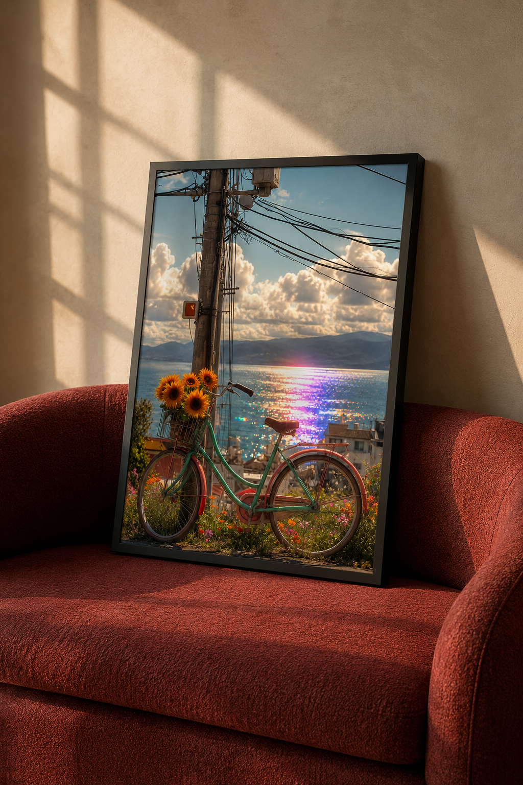 Sunflower Bicycle by the Sea