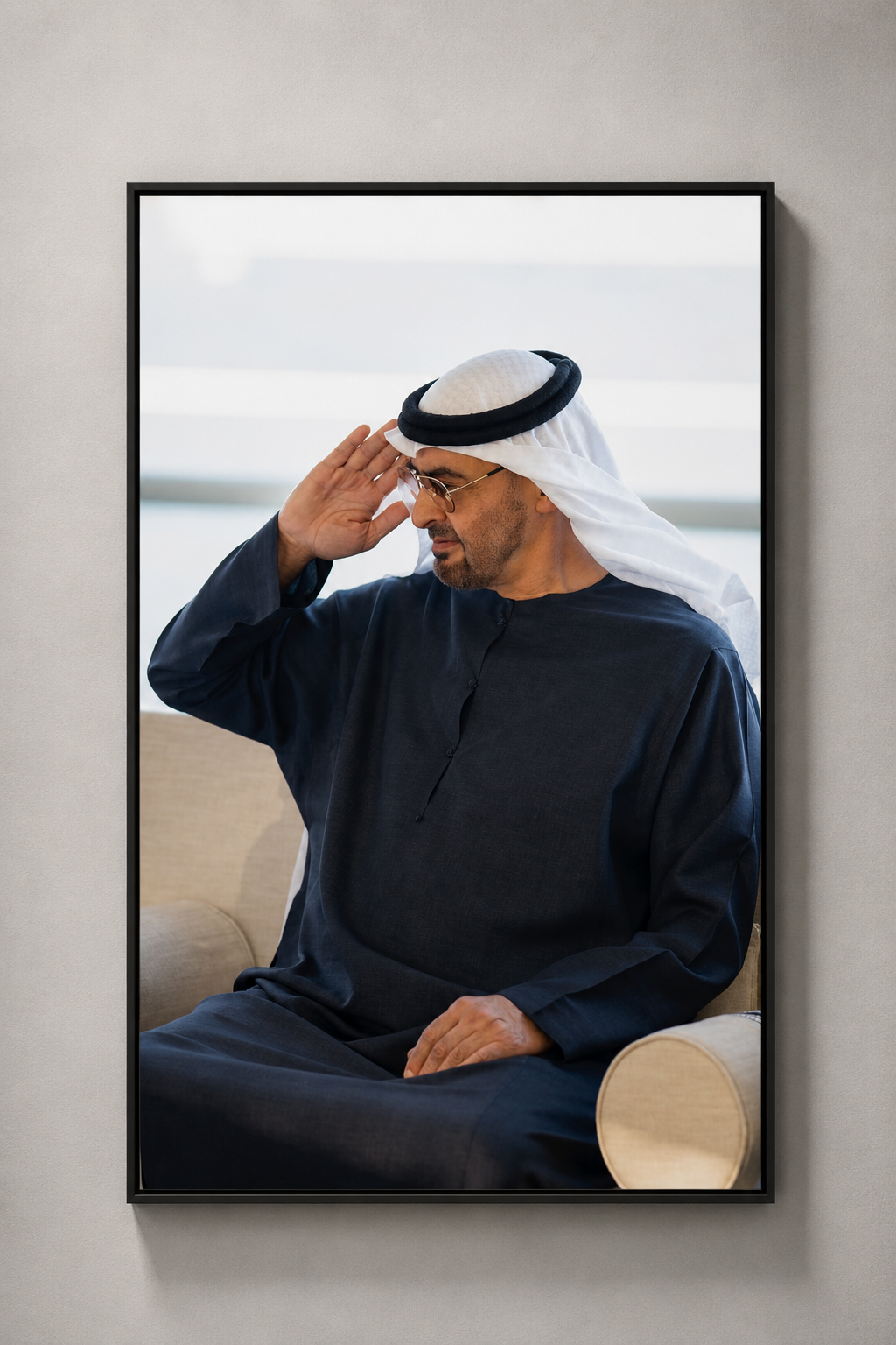 Luxury SheikhMohamedBinZayed Portrait Wall Art – Framed Arabic Canvas