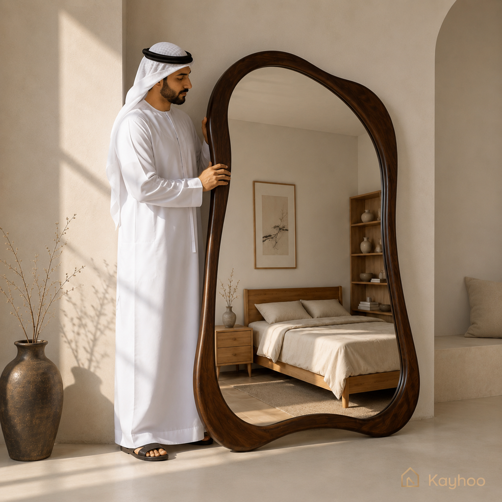 Kayhoo Organic Wave Walnut Statement Mirror
