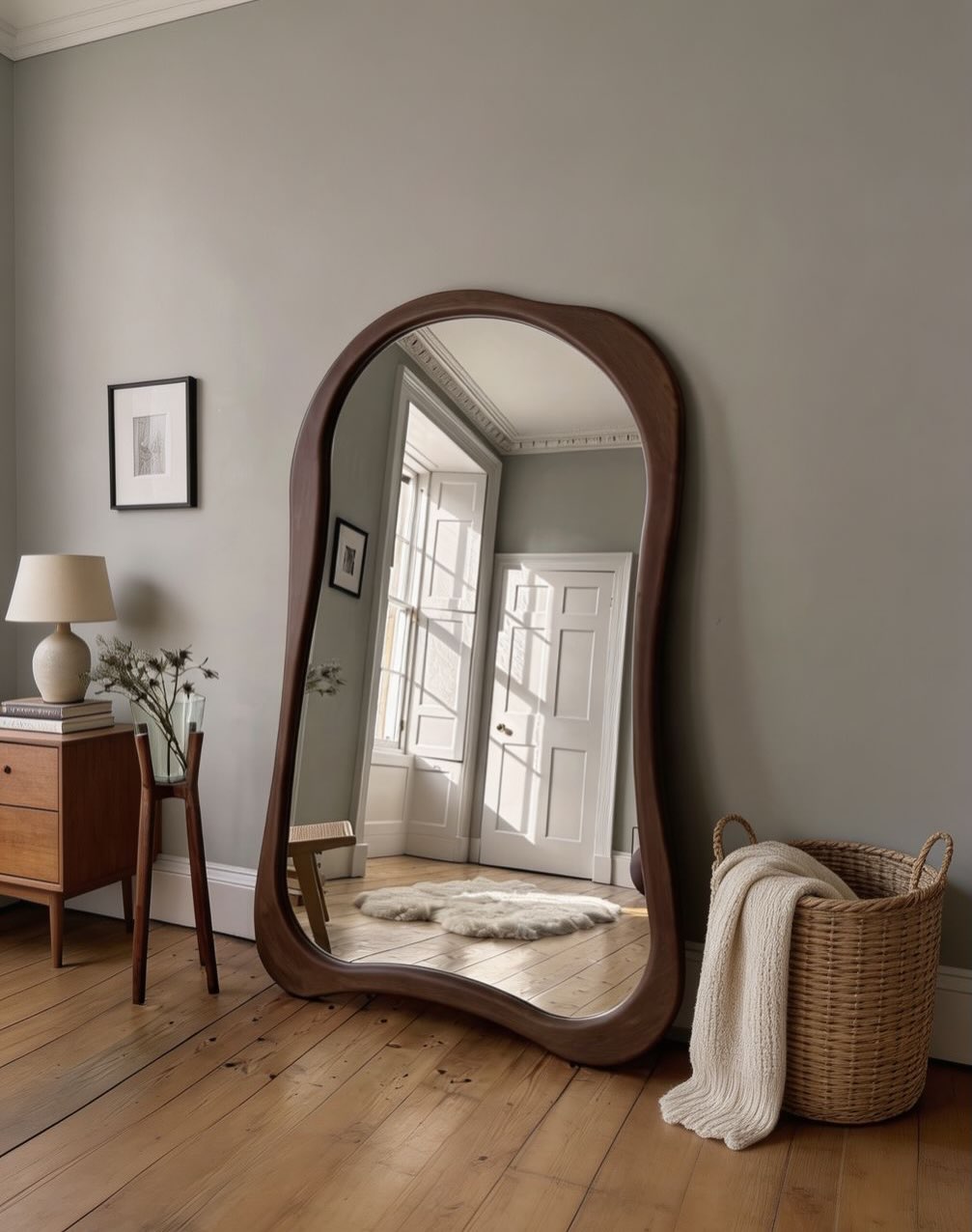 Kayhoo Organic Wave Walnut Statement Mirror
