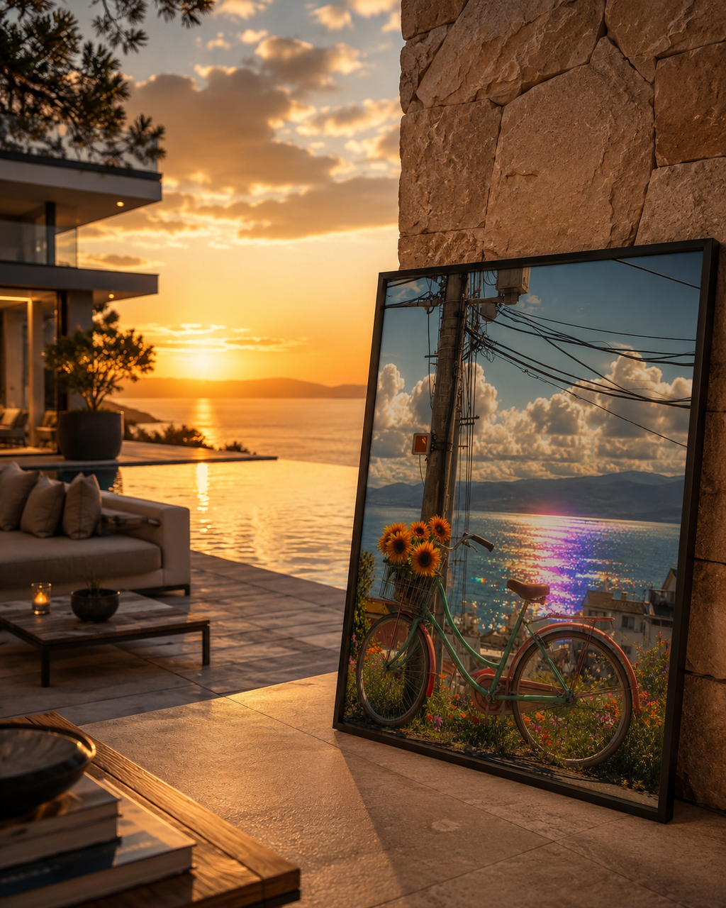Sunflower Bicycle by the Sea