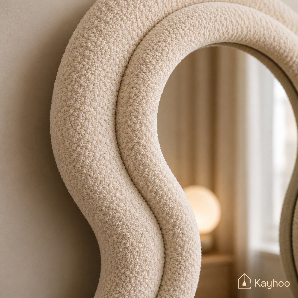 Luxe Wavy Bouclé Floor Mirror
